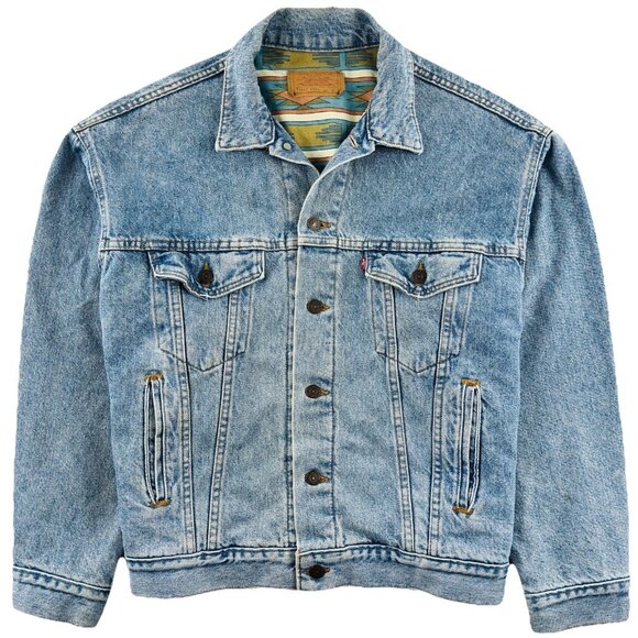 VTG 80s Levi's Mens L Type III Trucker Jacket Aztec Blanket Lined USA Made 70417 - Picture 1 of 14